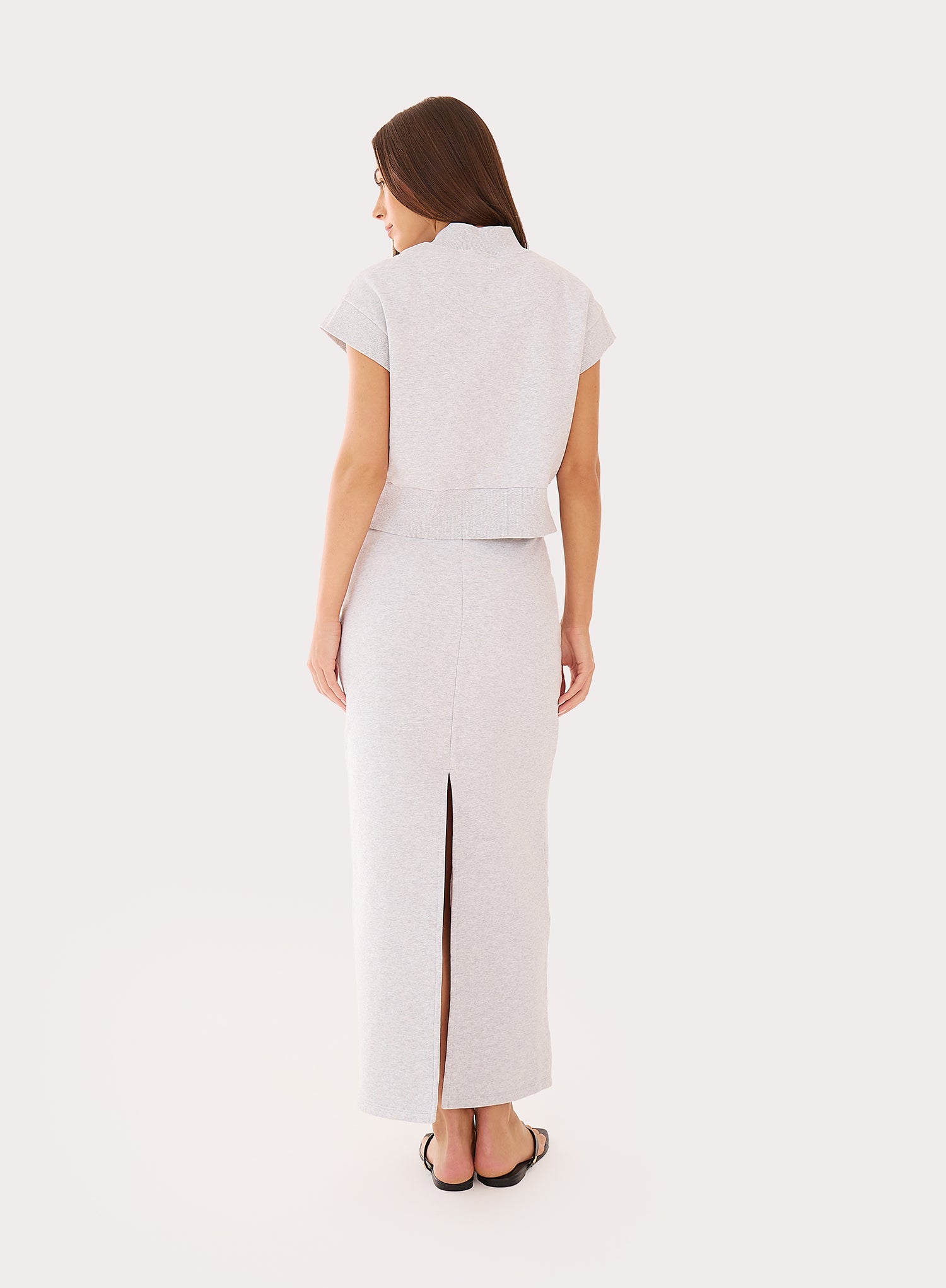 Light Grey Cotton Maxi Sweat Skirt